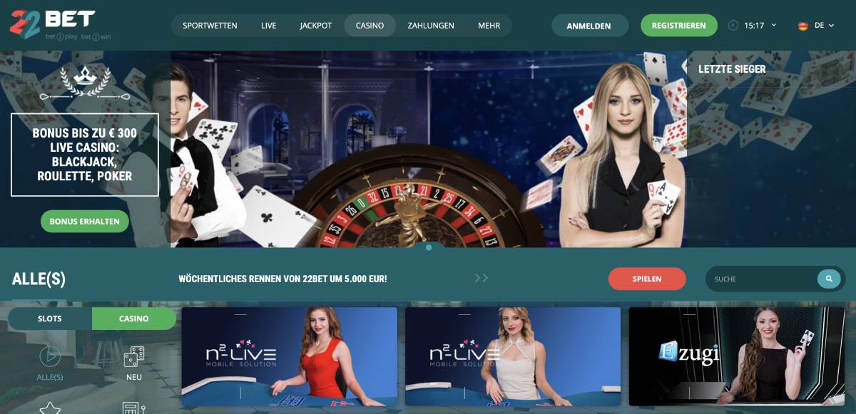 22bet casino schweiz