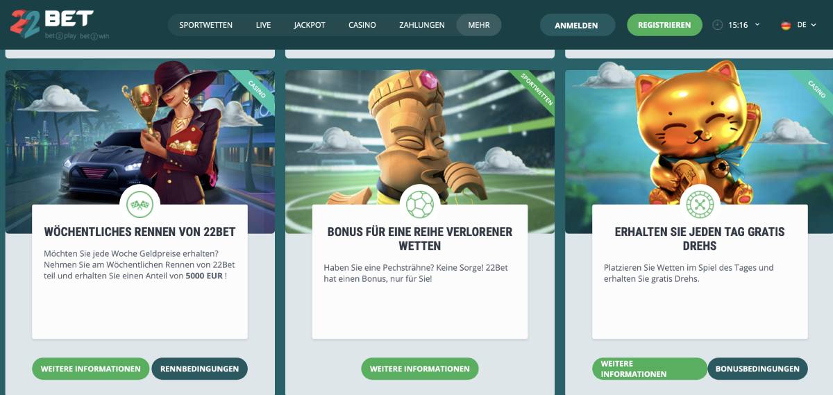 22bet casino bonus