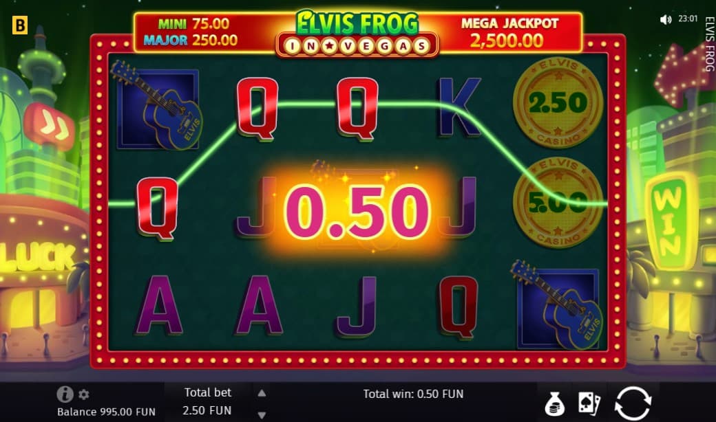 elvis frog in vegas win
